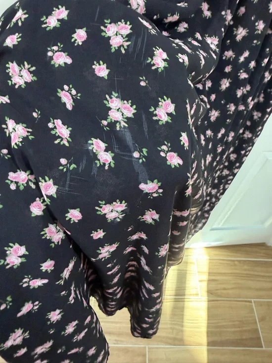 FOR LOVE & LEMONS
NOA MIDI DRESS Black and Floral Size L - Picture 6 of 9